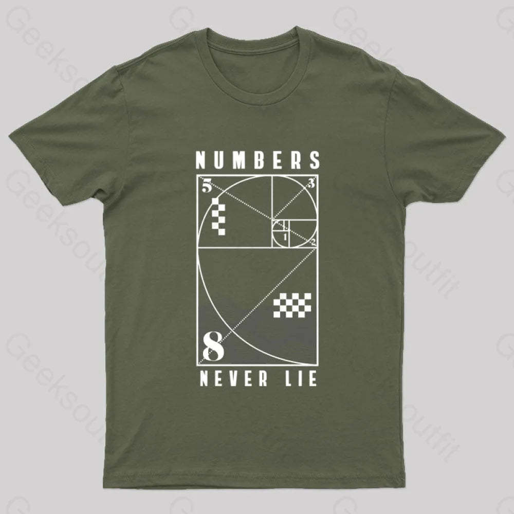 Numbers Never Lie Nerd T-Shirt Army Green / S