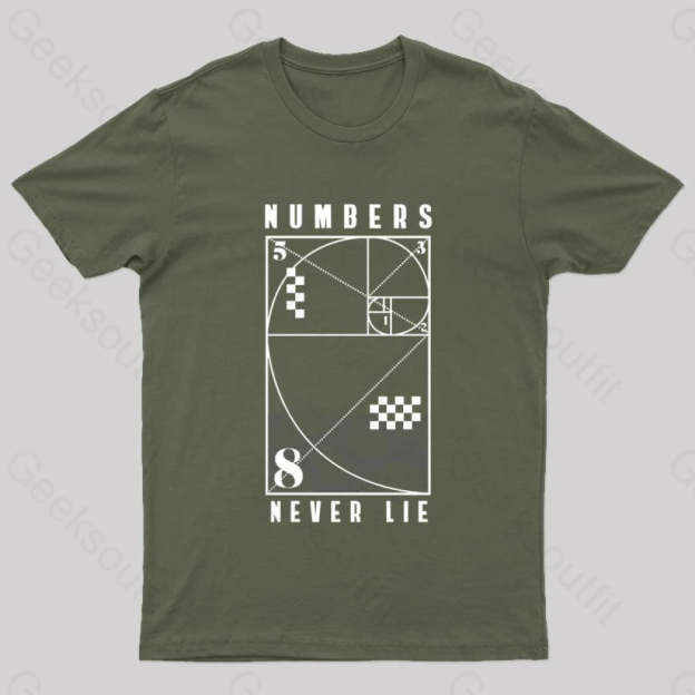 Numbers Never Lie Nerd T-Shirt Army Green / S
