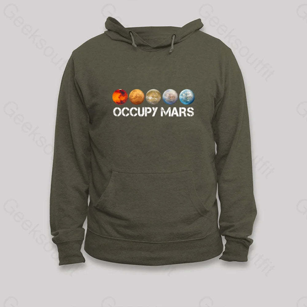 Occupy Mars Terraform Classic Hoodie Army Green / S