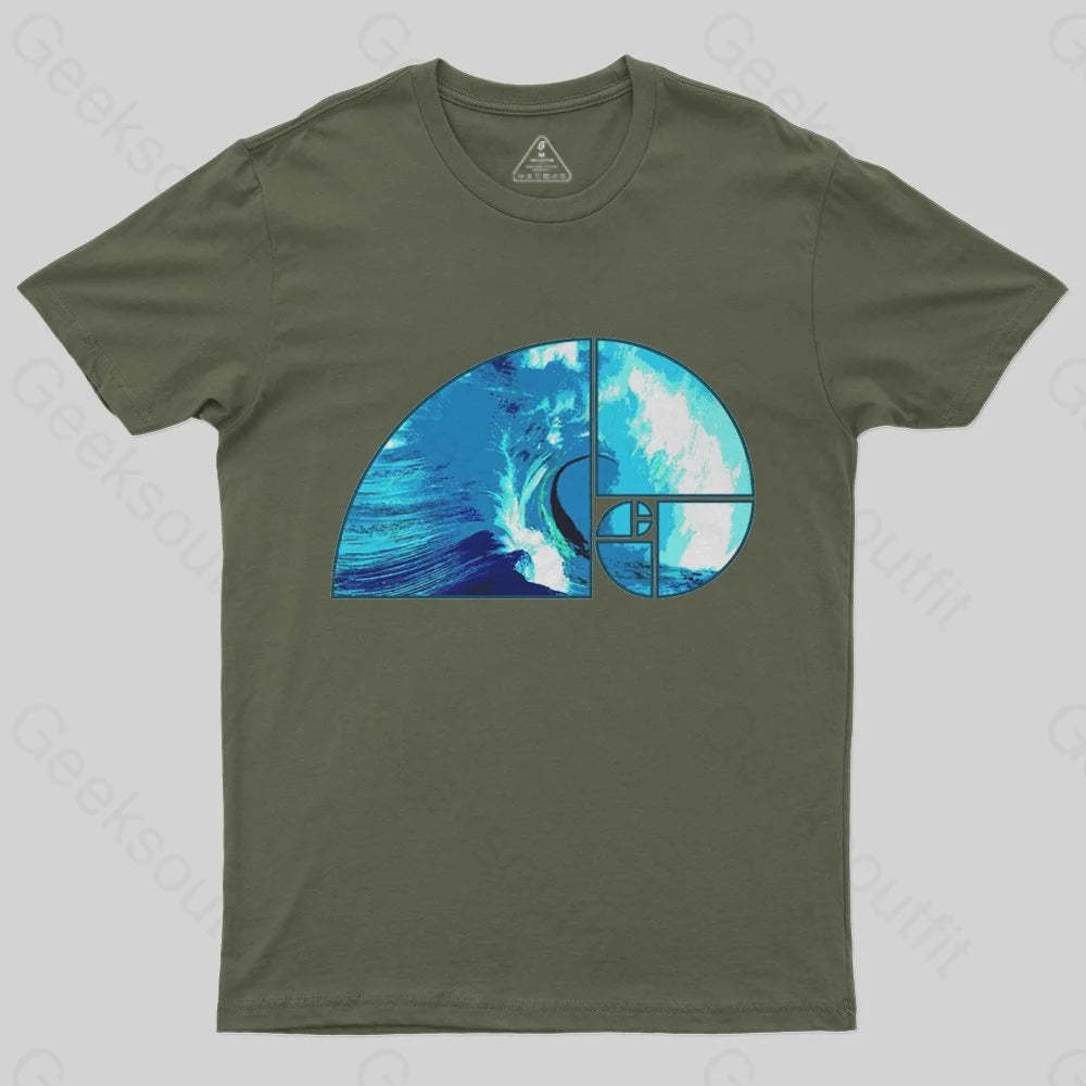 Ocean Wave Fibonacci Spiral T-Shirt - Geeksoutfit