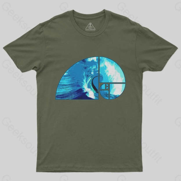 Ocean Wave Fibonacci Spiral T-Shirt - Geeksoutfit