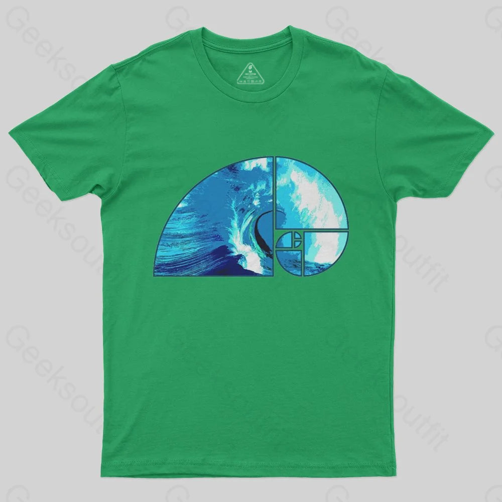 Ocean Wave Fibonacci Spiral T-Shirt - Geeksoutfit