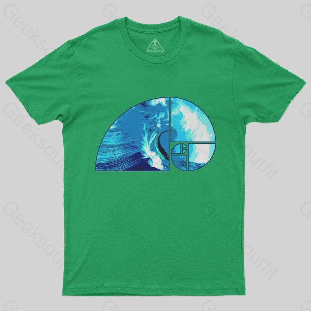 Ocean Wave Fibonacci Spiral T-Shirt - Geeksoutfit