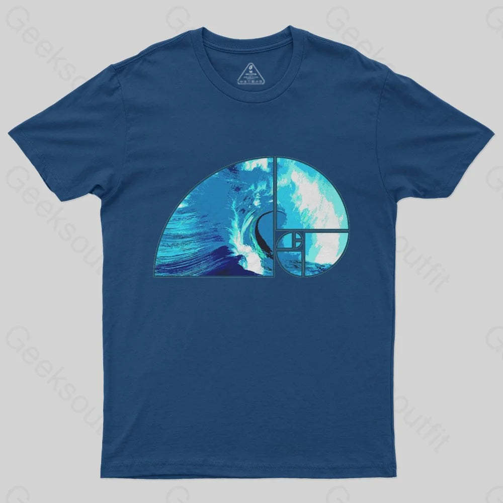 Ocean Wave Fibonacci Spiral T-Shirt - Geeksoutfit