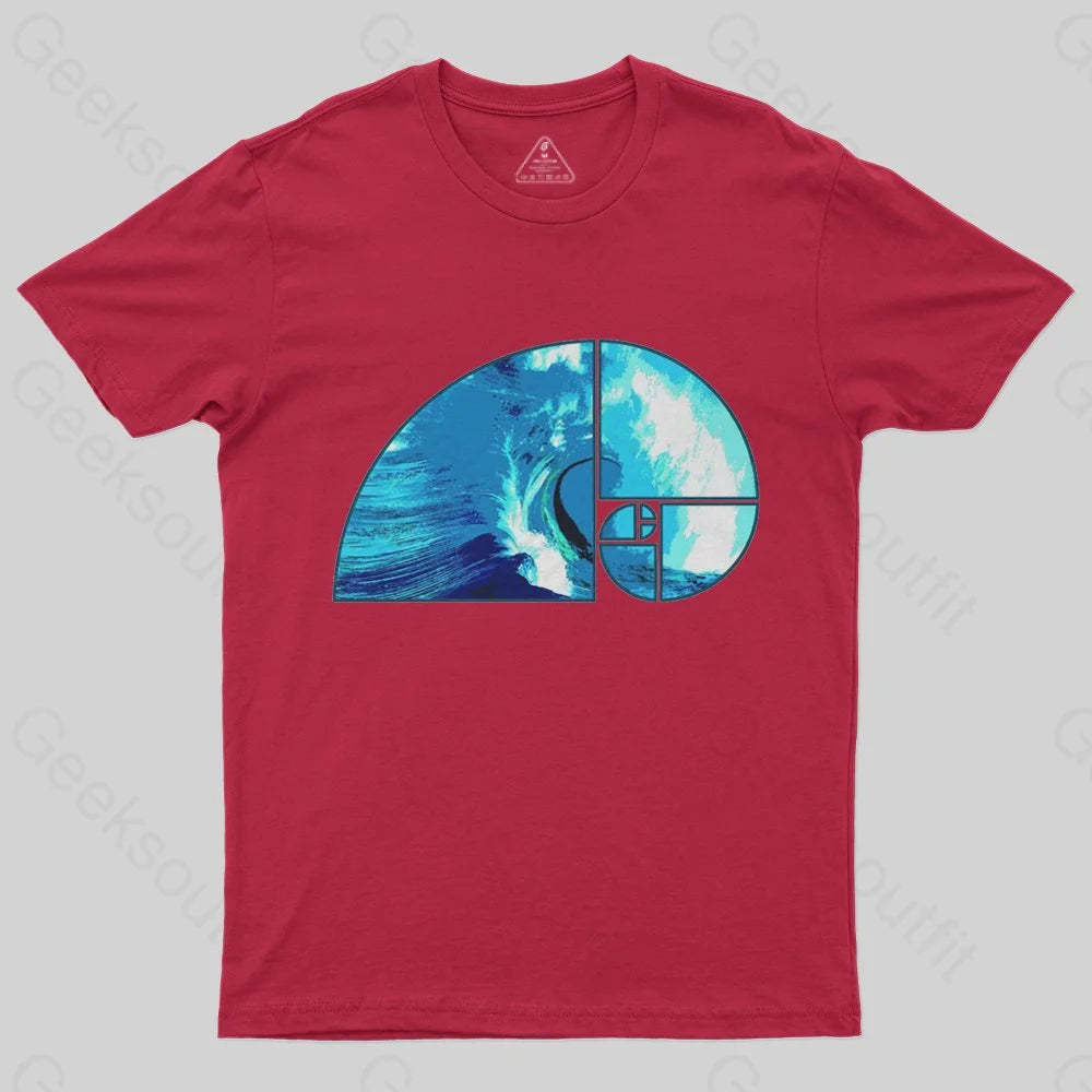 Ocean Wave Fibonacci Spiral T-Shirt - Geeksoutfit