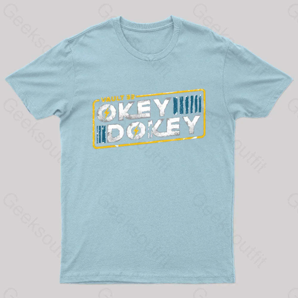 Okey Dokey Vault 33 Geek T-Shirt Light Blue / S