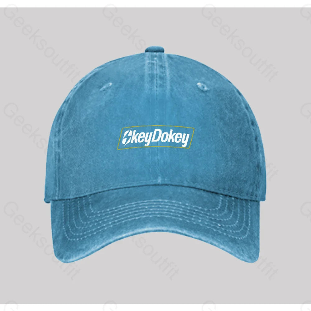 Okey Dokey Washed Vintage Baseball Cap Blue