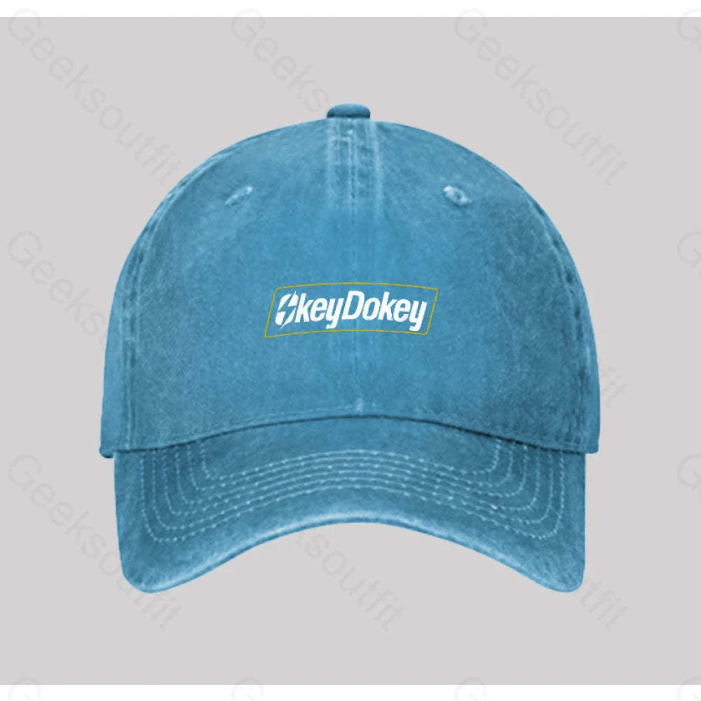 Okey Dokey Washed Vintage Baseball Cap Blue