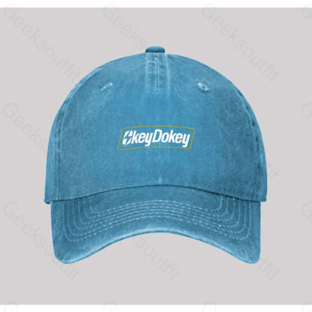 Okey Dokey Washed Vintage Baseball Cap Blue
