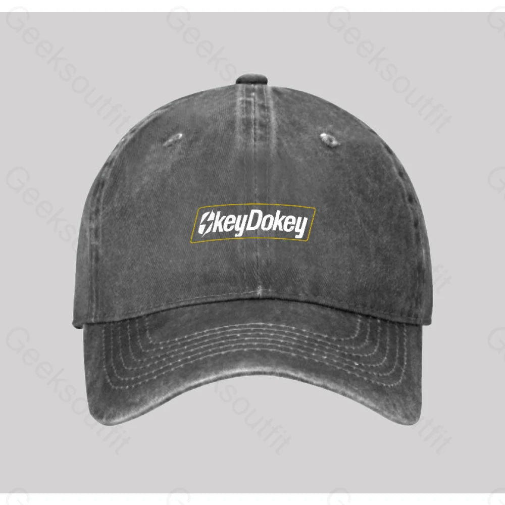 Okey Dokey Washed Vintage Baseball Cap Grey