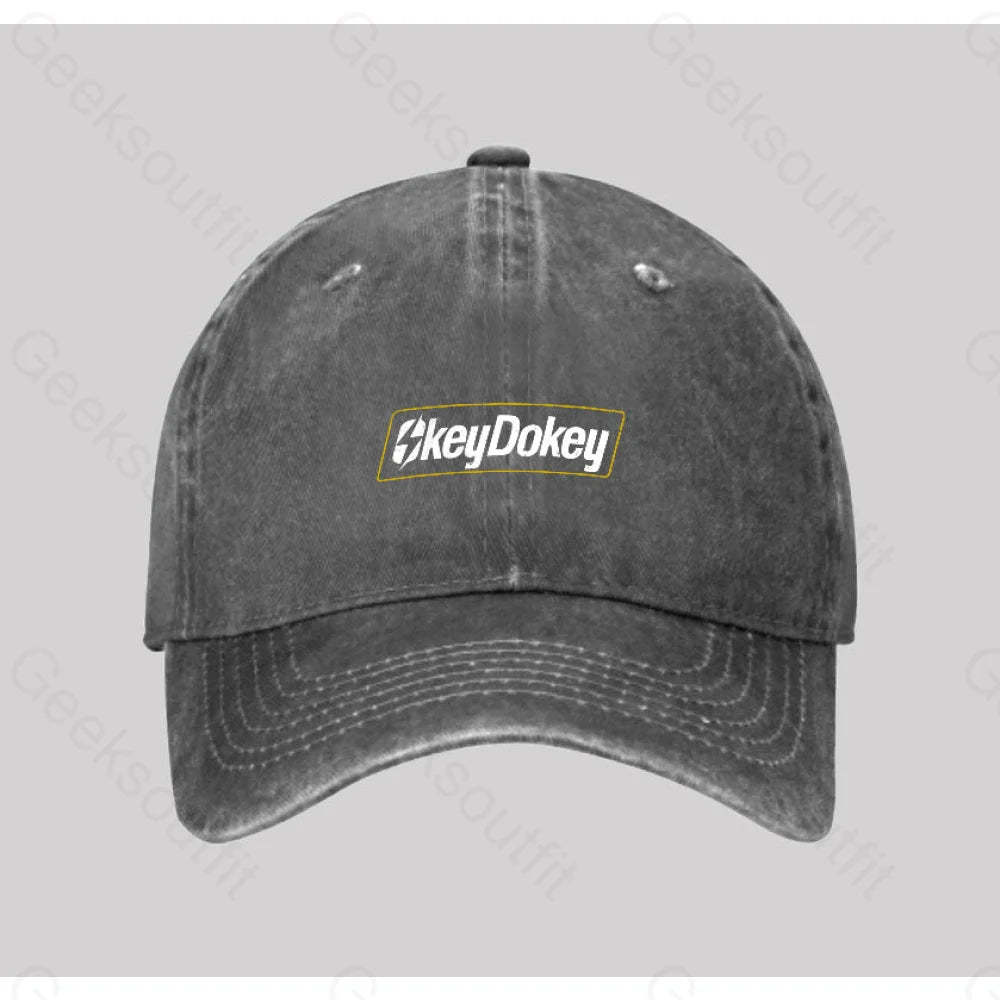 Okey Dokey Washed Vintage Baseball Cap Grey