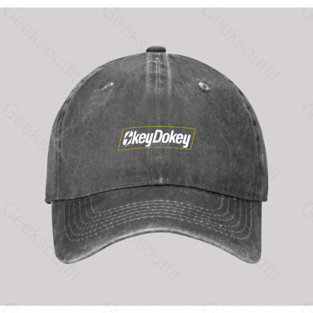 Okey Dokey Washed Vintage Baseball Cap Grey