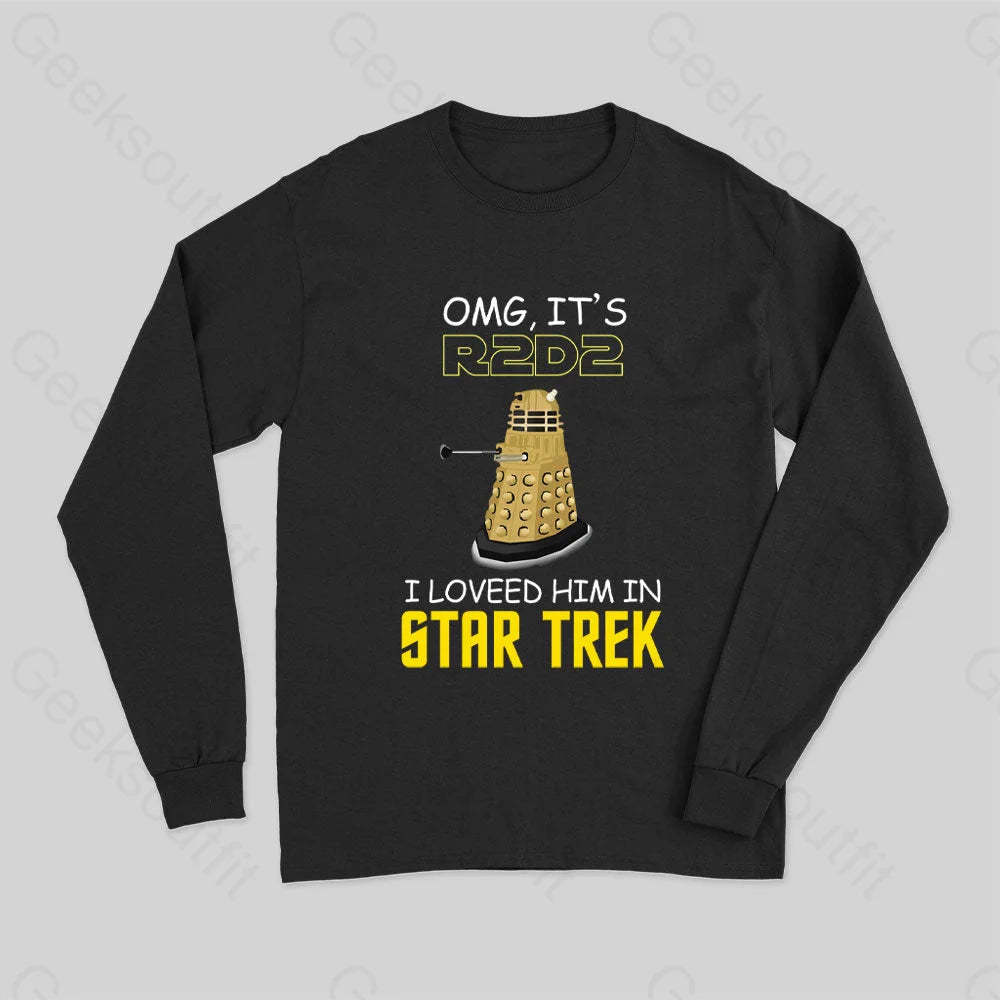 Omg It¡¯s R-Two-D-Two Long Sleeve T-Shirt Black / S