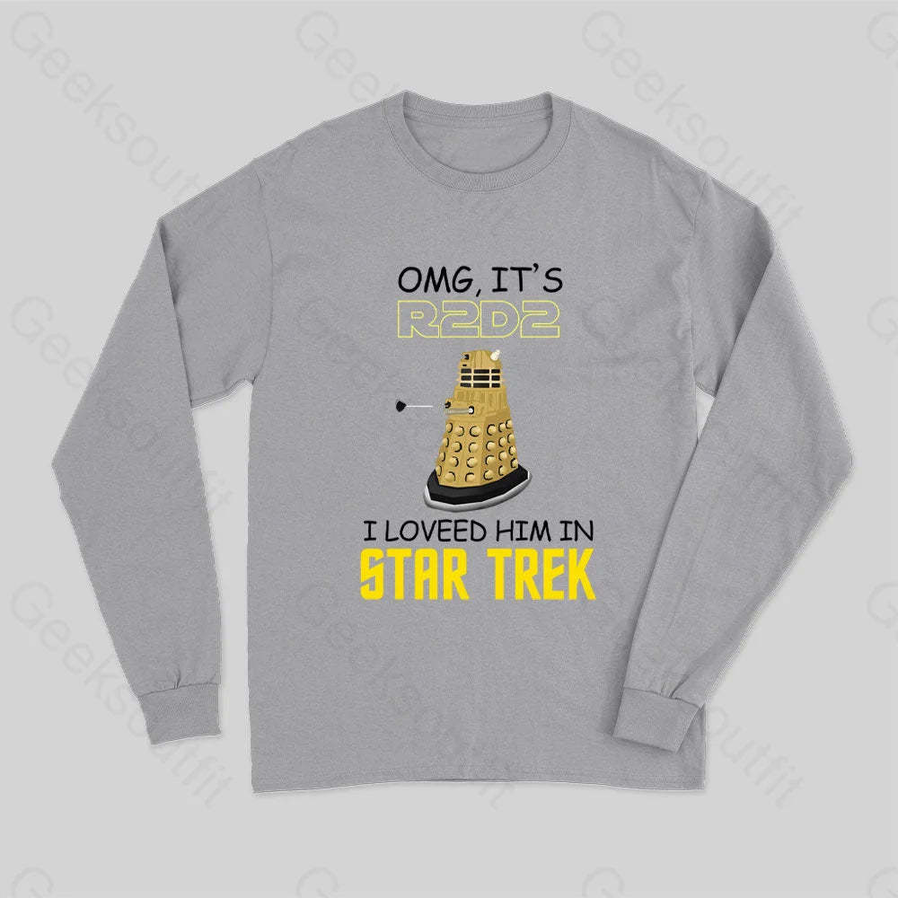 Omg It¡¯s R-Two-D-Two Long Sleeve T-Shirt Grey / S