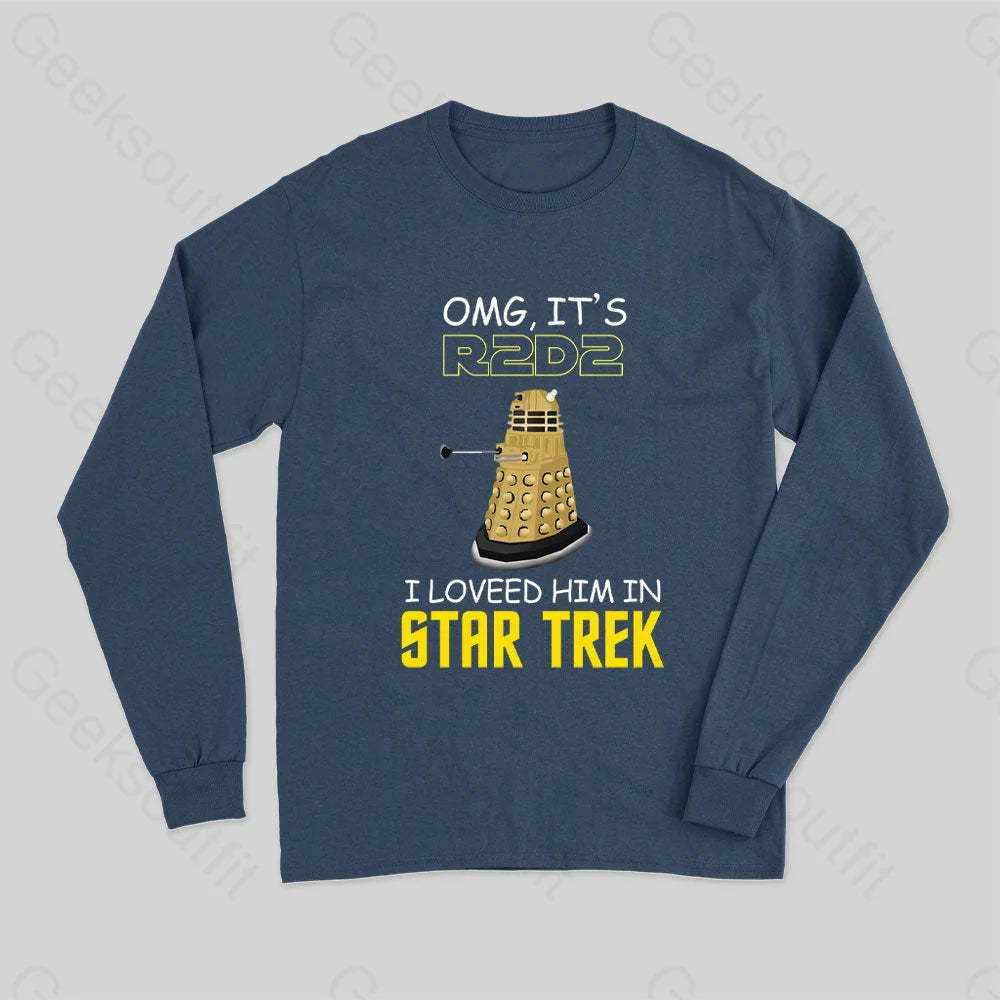 Omg It¡¯s R-Two-D-Two Long Sleeve T-Shirt Navy / S