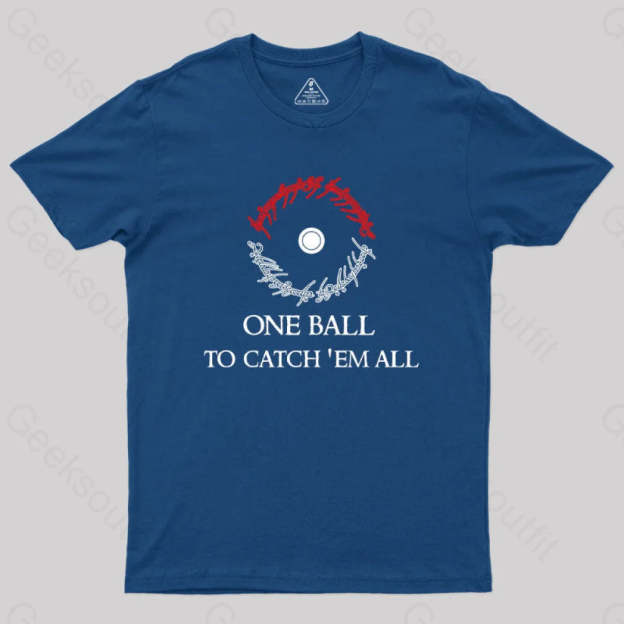 One Ball To Catch Em All Geek T-Shirt Navy / S