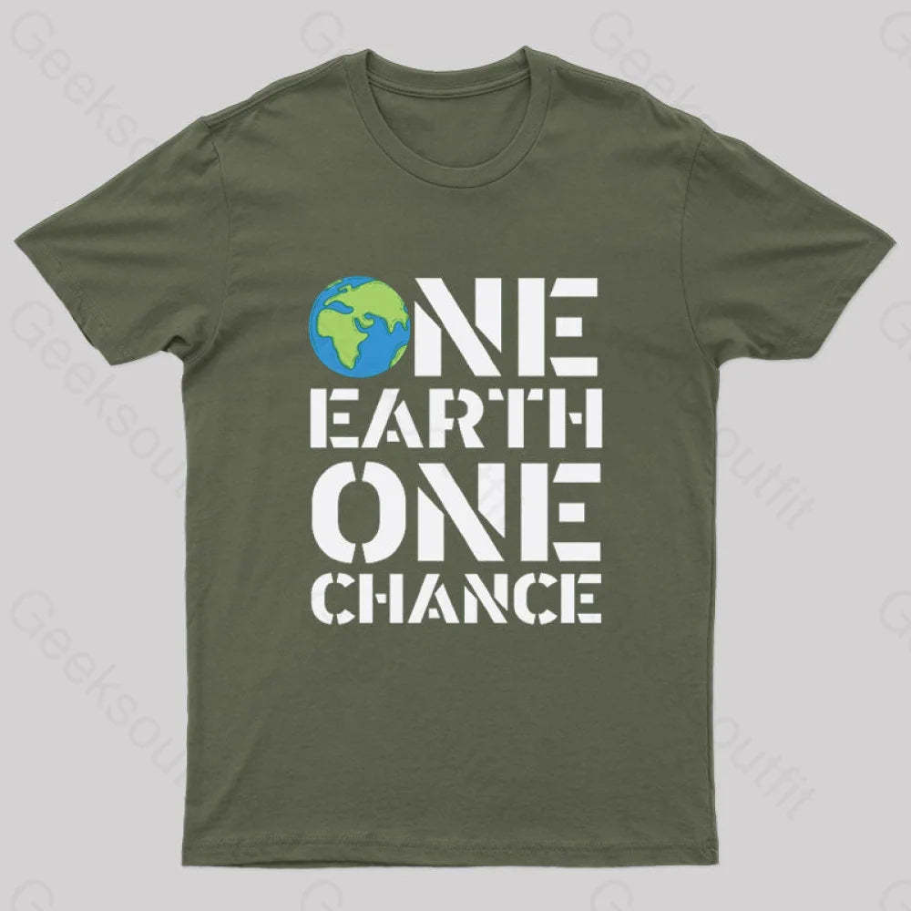 One Earth Chance Geek T-Shirt Army Green / S