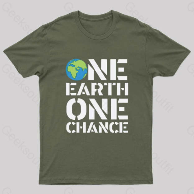 One Earth Chance Geek T-Shirt Army Green / S