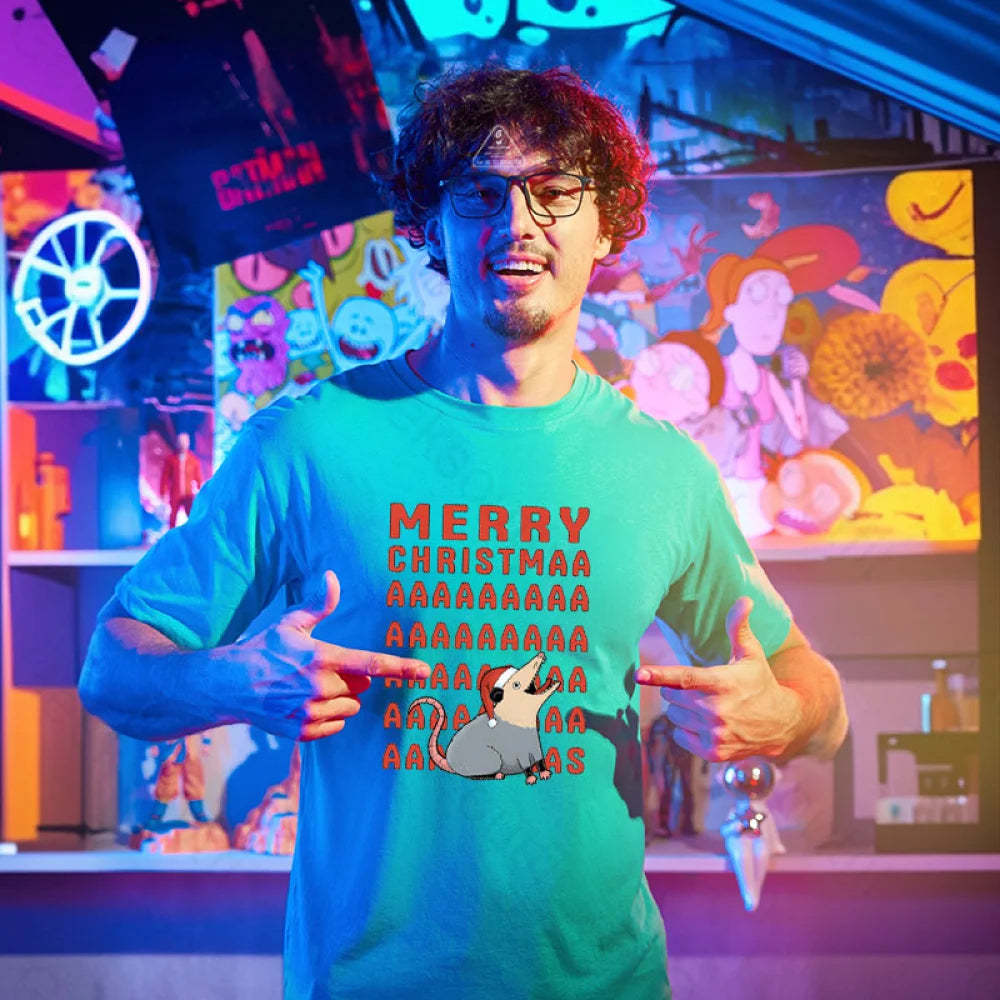 Opossum Christmas Geek T-Shirt