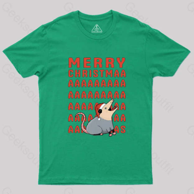 Opossum Christmas Geek T-Shirt Green / S