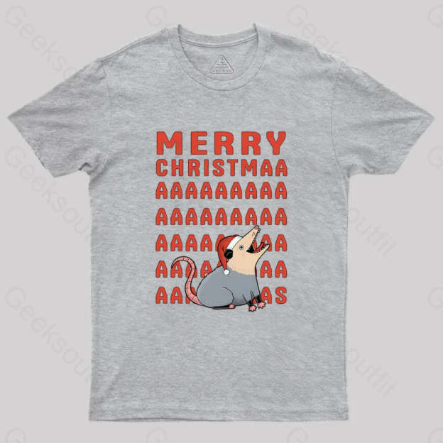 Opossum Christmas Geek T-Shirt Grey / S