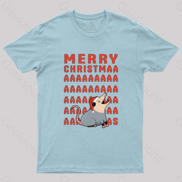 Opossum Christmas Geek T-Shirt Light Blue / S