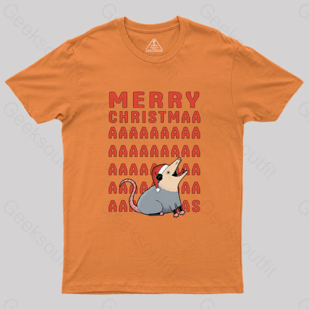 Opossum Christmas Geek T-Shirt Orange / S