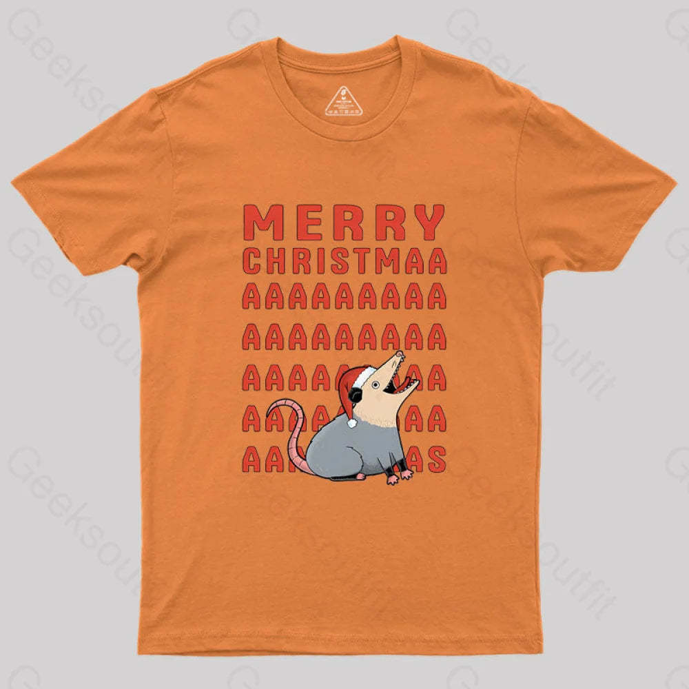 Opossum Christmas Geek T-Shirt Orange / S