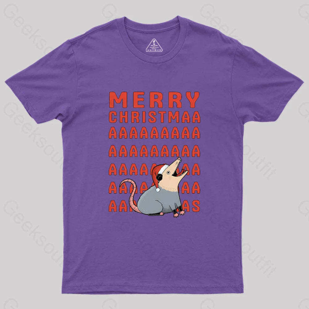 Opossum Christmas Geek T-Shirt Purple / S
