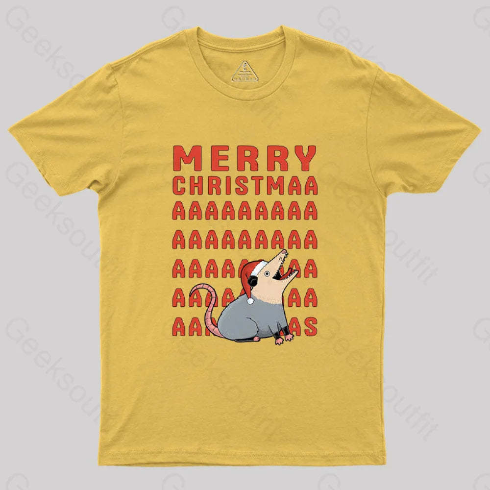 Opossum Christmas Geek T-Shirt Yellow / S