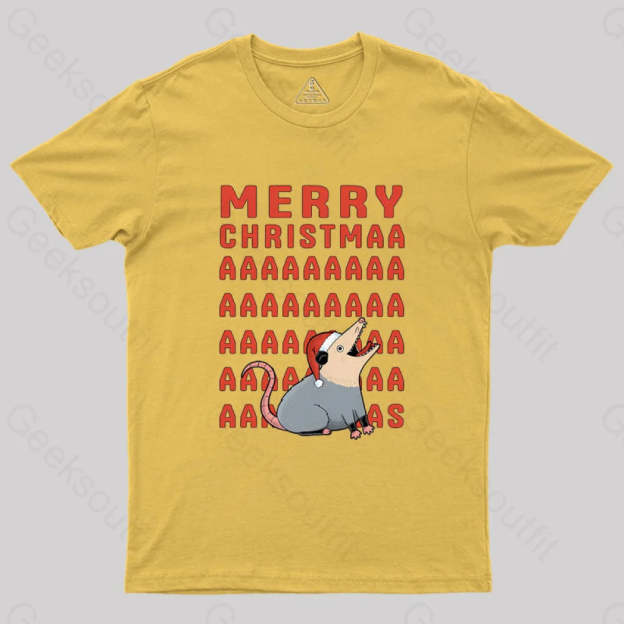 Opossum Christmas Geek T-Shirt Yellow / S