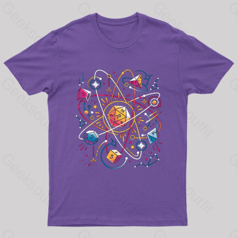 Orbital Atomic Dice Geek T-Shirt Purple / S
