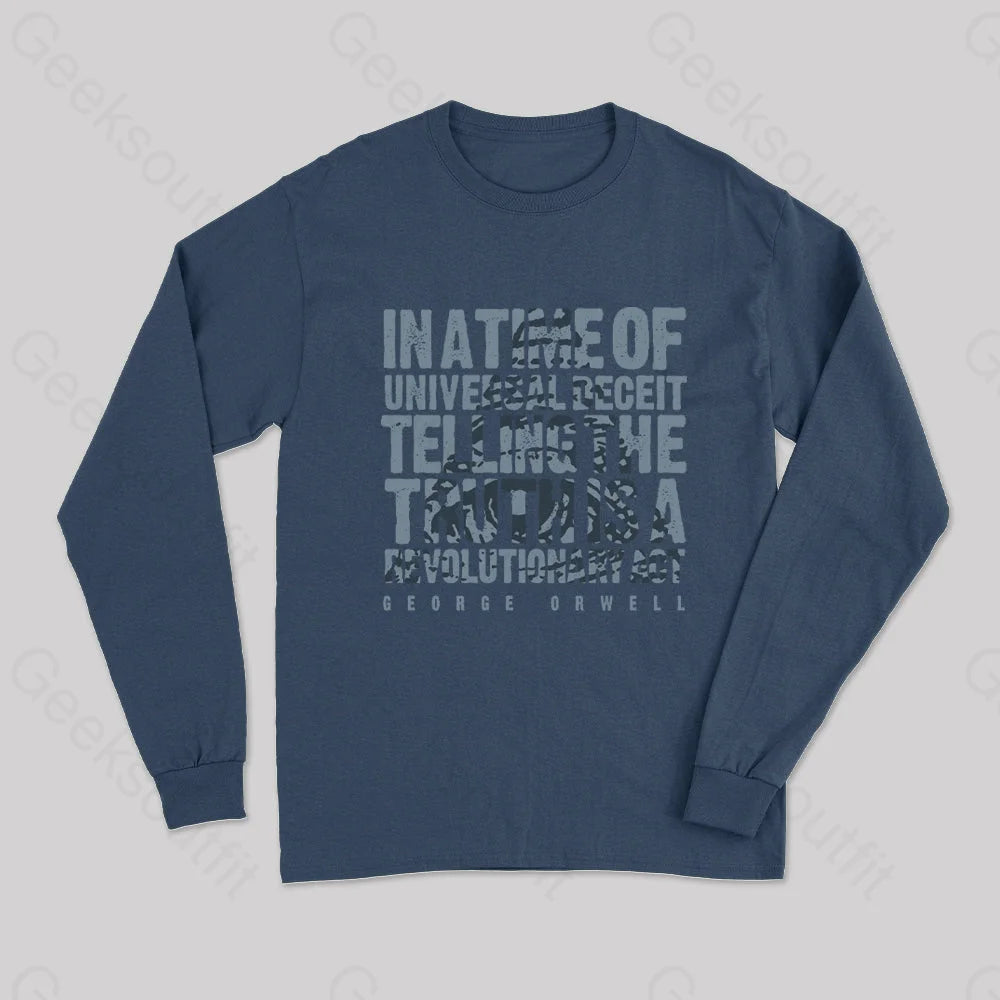 Orwellian Truth Long Sleeve T-Shirt Navy / S