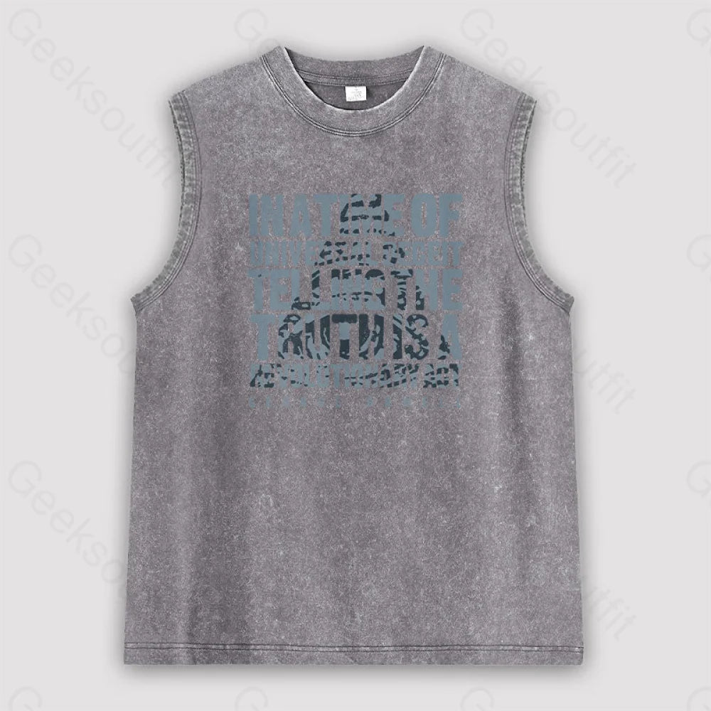 Orwellian Truth Unisex Washed Tank Grey / S