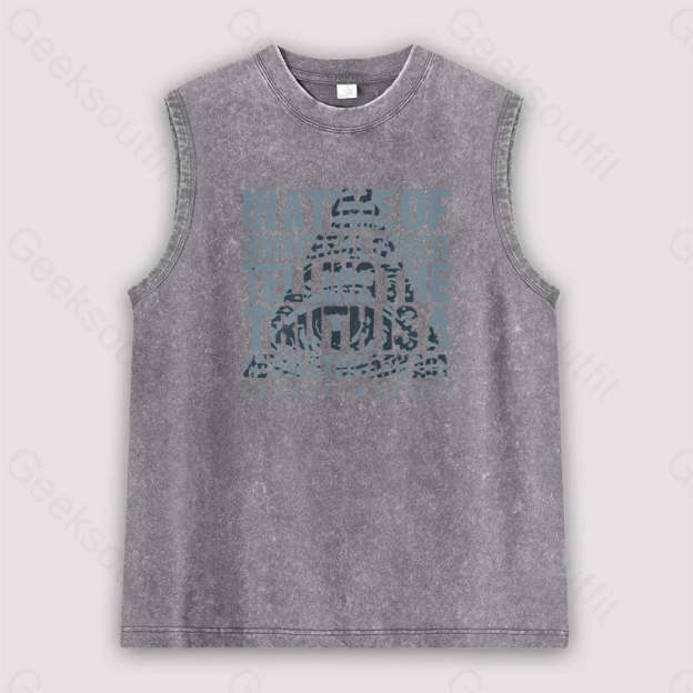 Orwellian Truth Unisex Washed Tank Grey / S