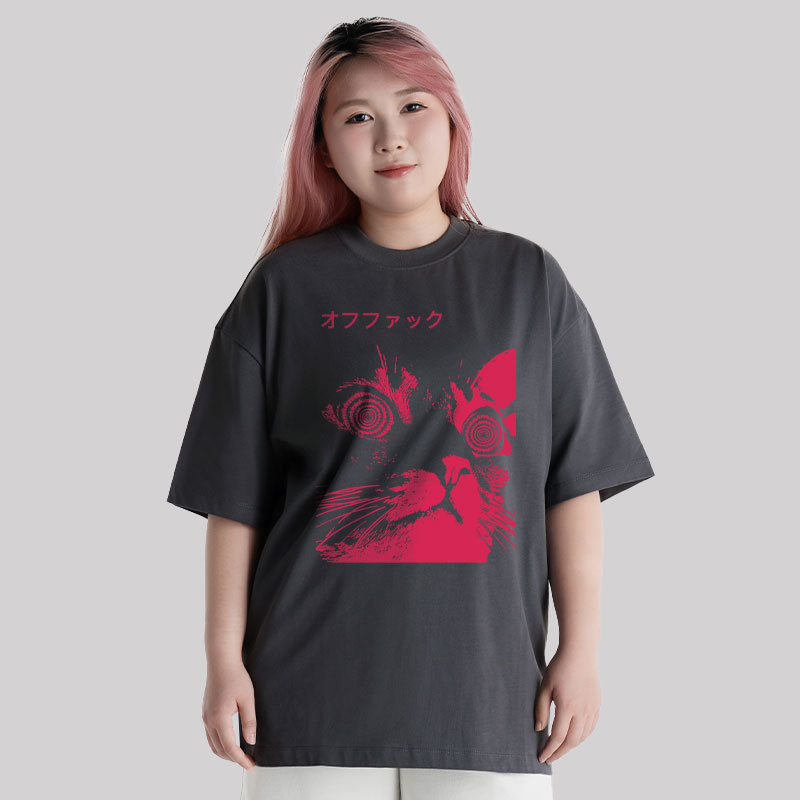 Vaporwave Cool Cat Unisex Oversized T-shirt