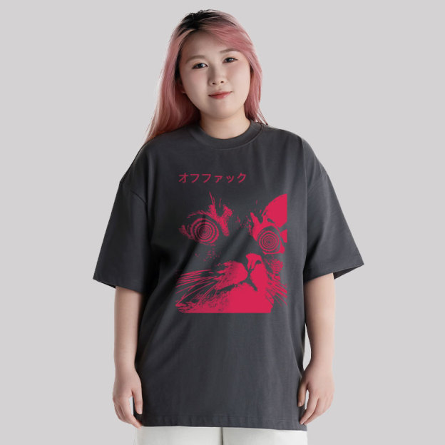 Vaporwave Cool Cat Unisex Oversized T-shirt