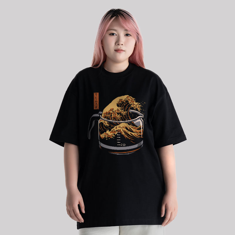 The Great Wave Of Coffee Unisex Oversized T-shirt