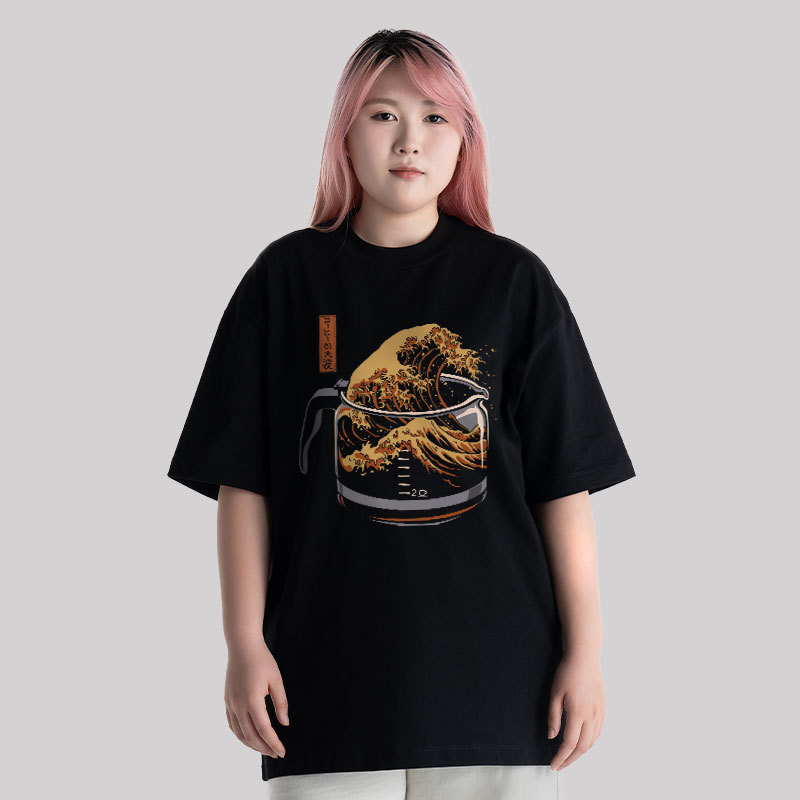 The Great Wave Of Coffee Unisex Oversized T-shirt