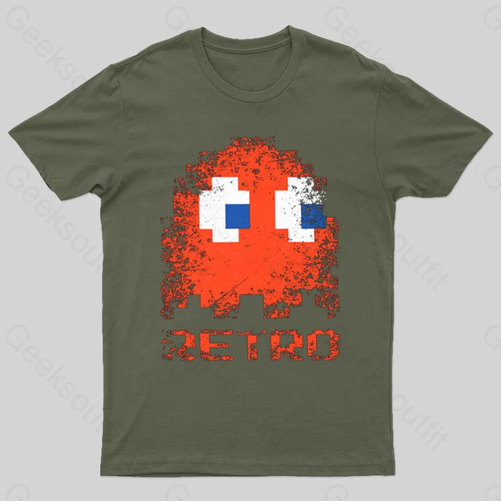 Pac Man Retro T-Shirt Army Green / S