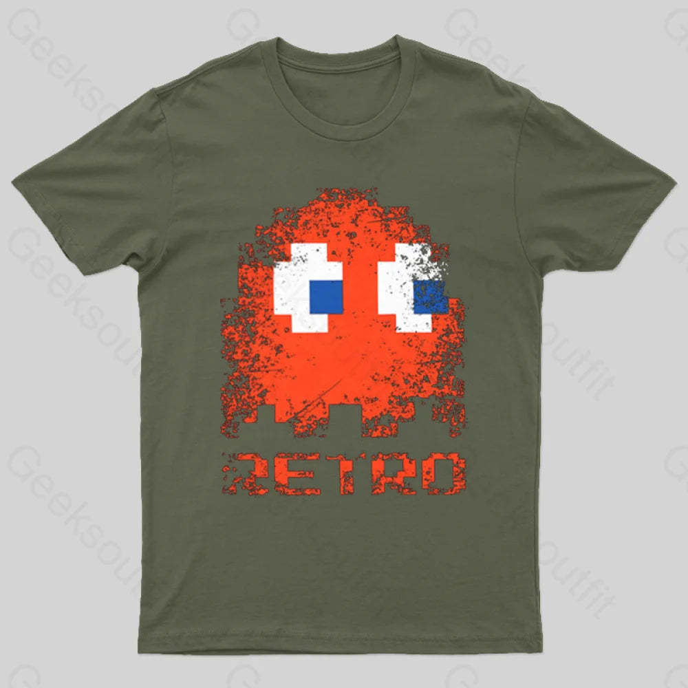 Pac Man Retro T-Shirt Army Green / S