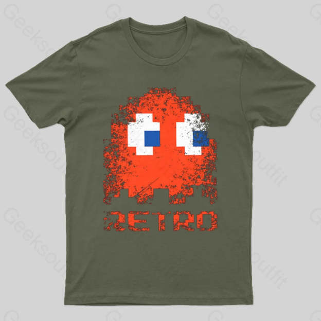 Pac Man Retro T-Shirt Army Green / S