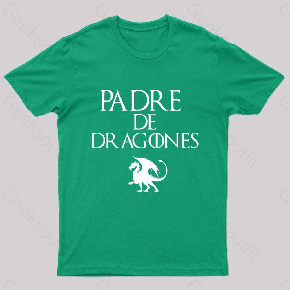 Padre De Dragones Geek T-Shirt Green / S
