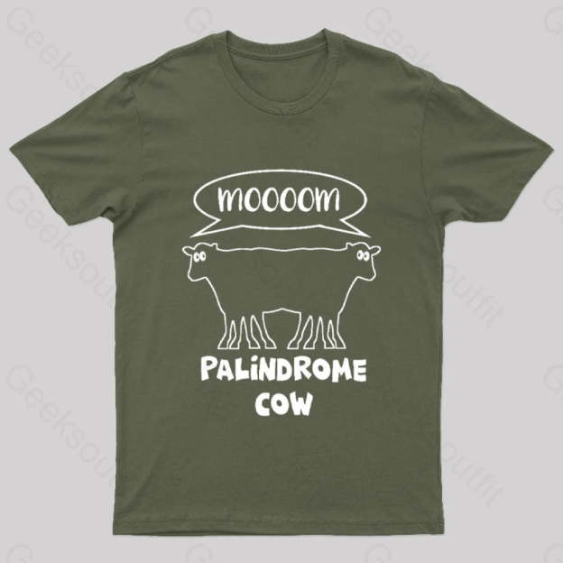 Palindrome Cow Geek T-Shirt Army Green / S