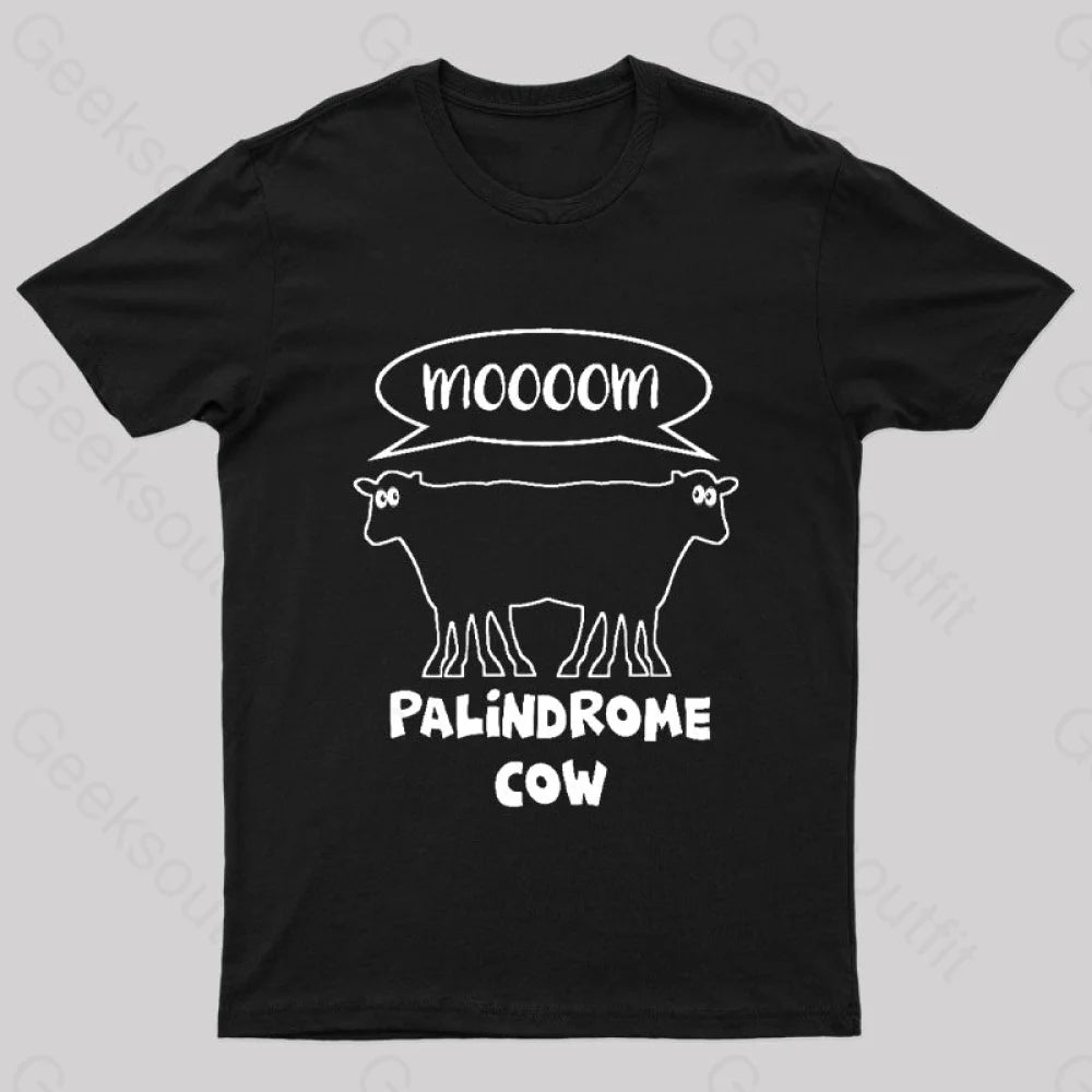 Palindrome Cow Geek T-Shirt Black / S