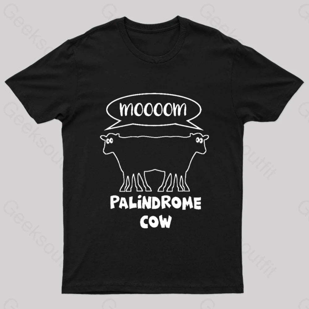 Palindrome Cow Geek T-Shirt Black / S