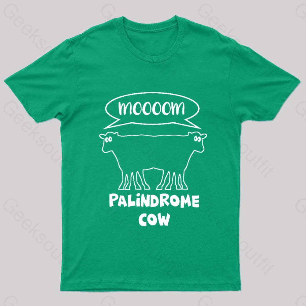 Palindrome Cow Geek T-Shirt Green / S