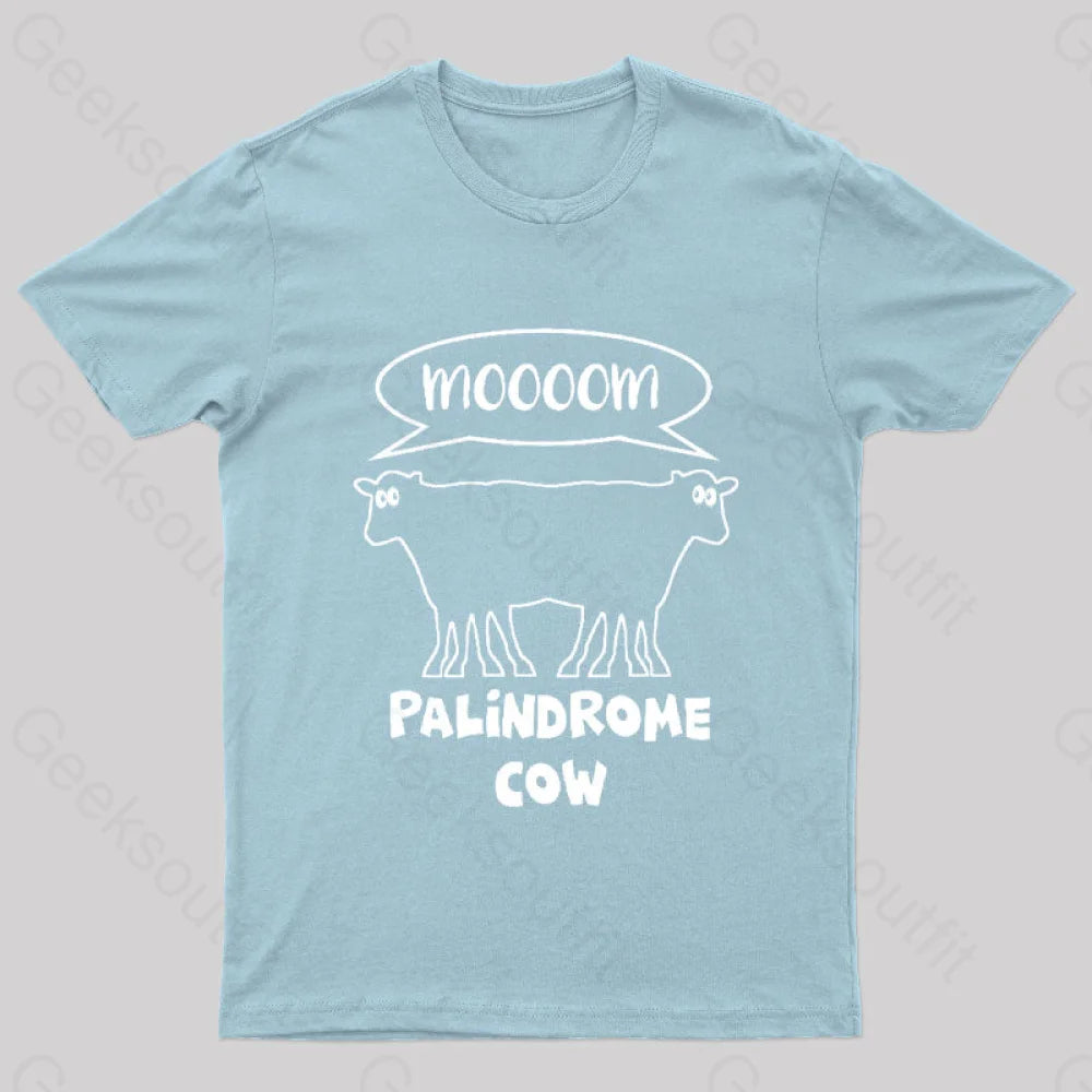 Palindrome Cow Geek T-Shirt Light Blue / S
