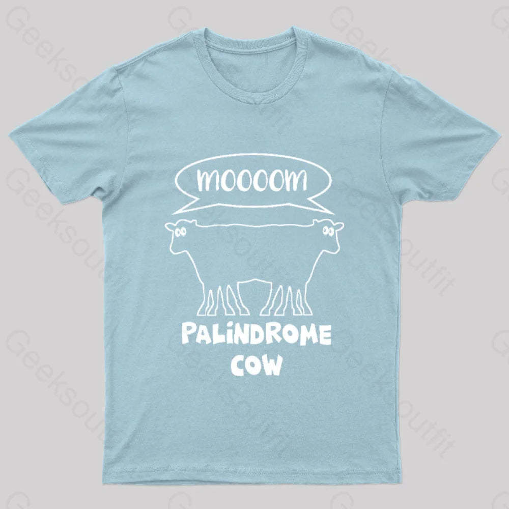Palindrome Cow Geek T-Shirt Light Blue / S