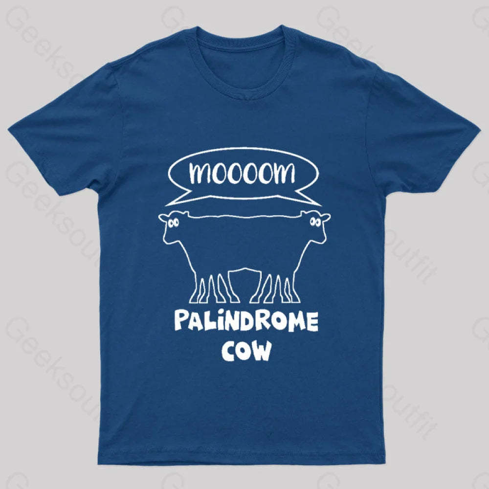 Palindrome Cow Geek T-Shirt Navy / S